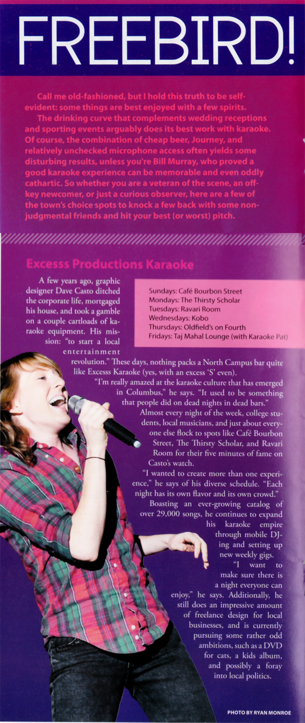 Freebird-614 Magazine article featuring 3 of Columbus' Karaoke Hosts-content